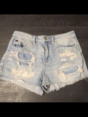 KanCan Light Blue Distressed Denim Jean Shorts